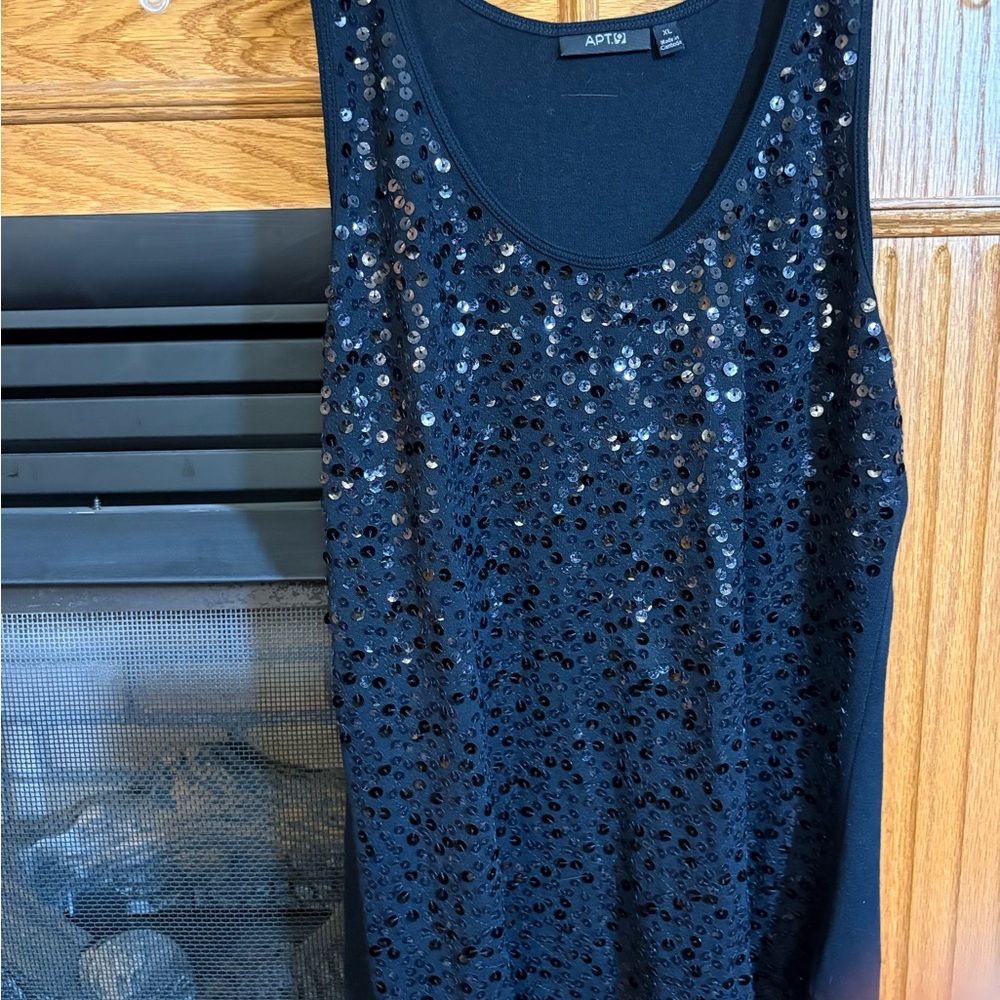 Apt. 9 Women's Black Sequin Tank Top